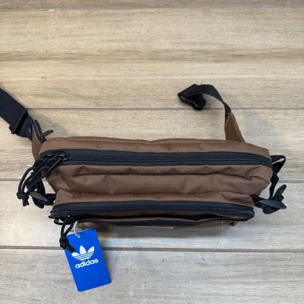 Adidas Rectangle 2.0 Crossbody Fanny Pack Waist Bag Preloved Brown/Black NWT